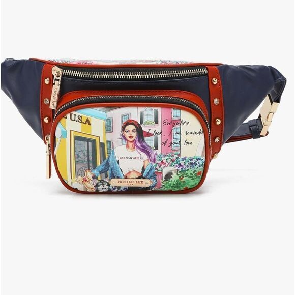 Nicole Lee Studded Fanny Pack (COZY STREET IN MILAN) NWT in packaging
